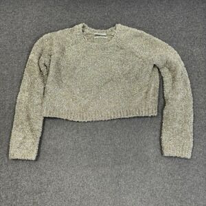 AllSaints Metallic Cropped Sweater Italian Yarn Gold Silver Knit Medium